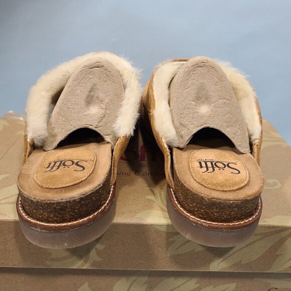 Söfft Bellflower Saddle Italian Suede Shearling Clogs Mule Womens Size 8.5M New - Picture 7 of 11
